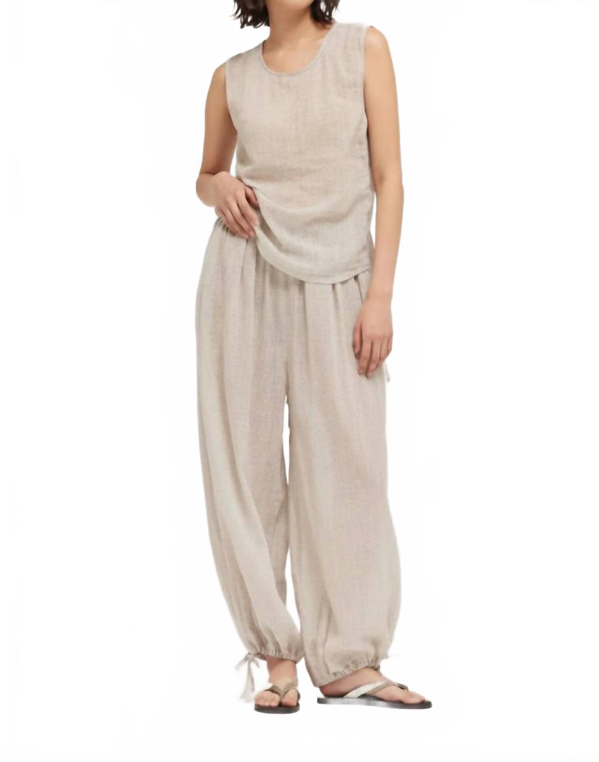 New Grade & Gather Sleeveless Stripe Blouse In Beige